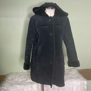 Colebrook Classics Genuine Suede Leather Faux Fur Lined Hooded‎ Jacket Small